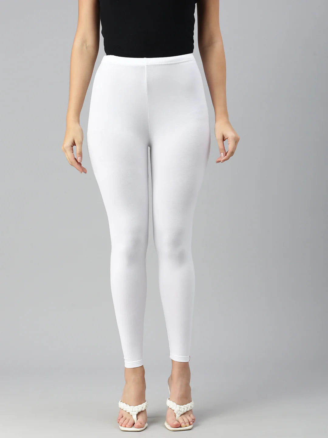 High-Waisted White Full-Length Leggings