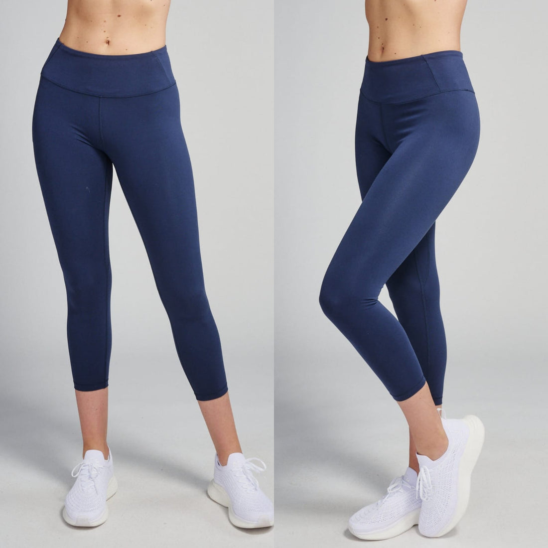 Ladies High-Waist Navy Blue Capri Leggings