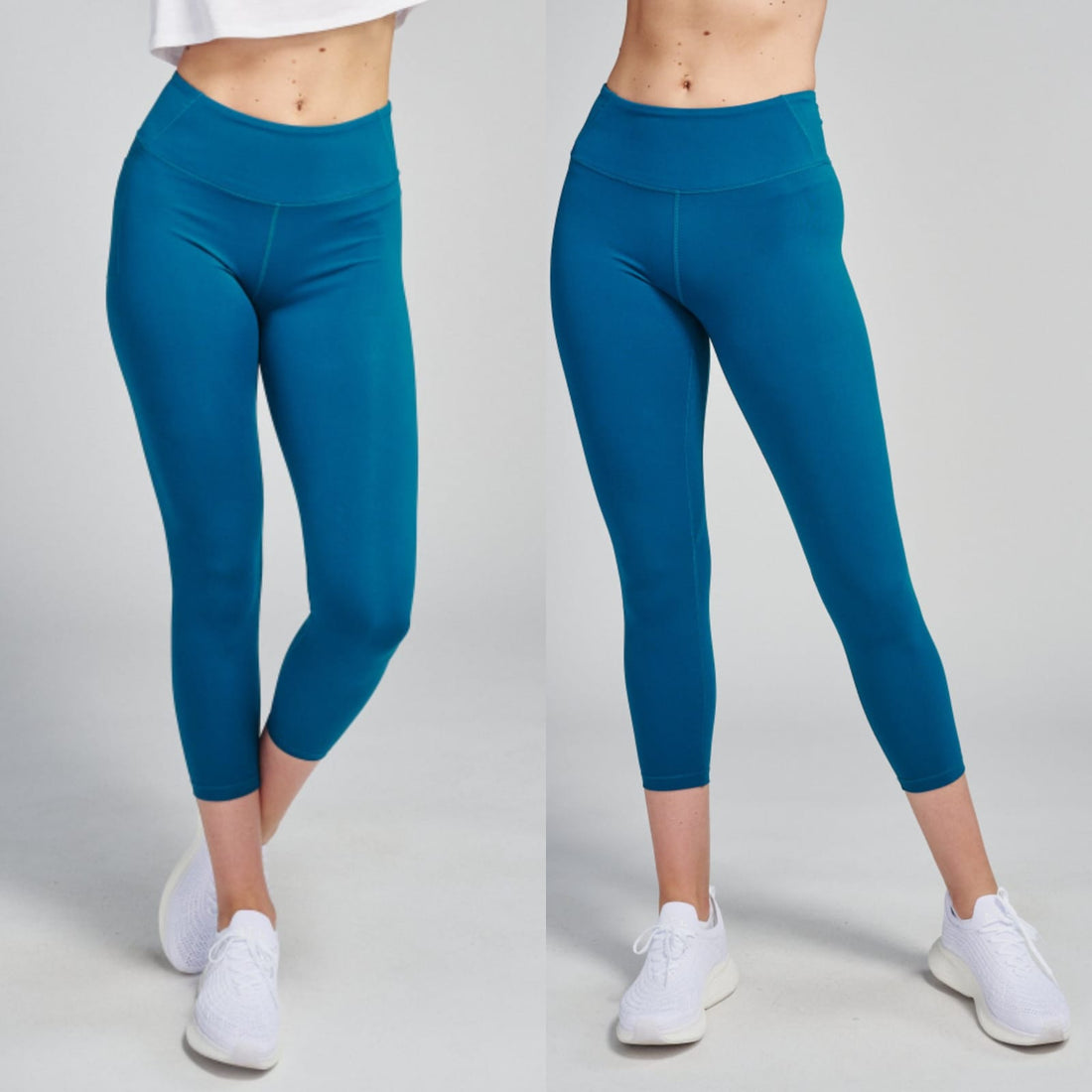 Ladies High-Waist Teal Capri Leggings