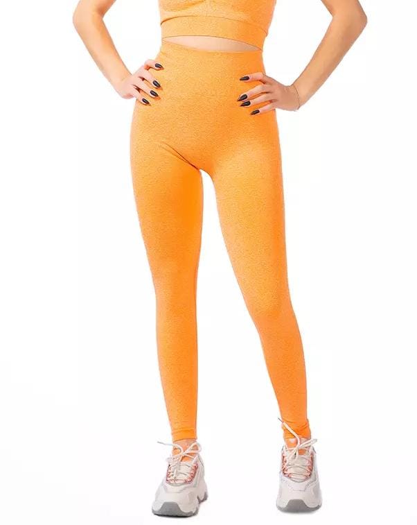 Ladies High-Waist Orange  Capri Leggings