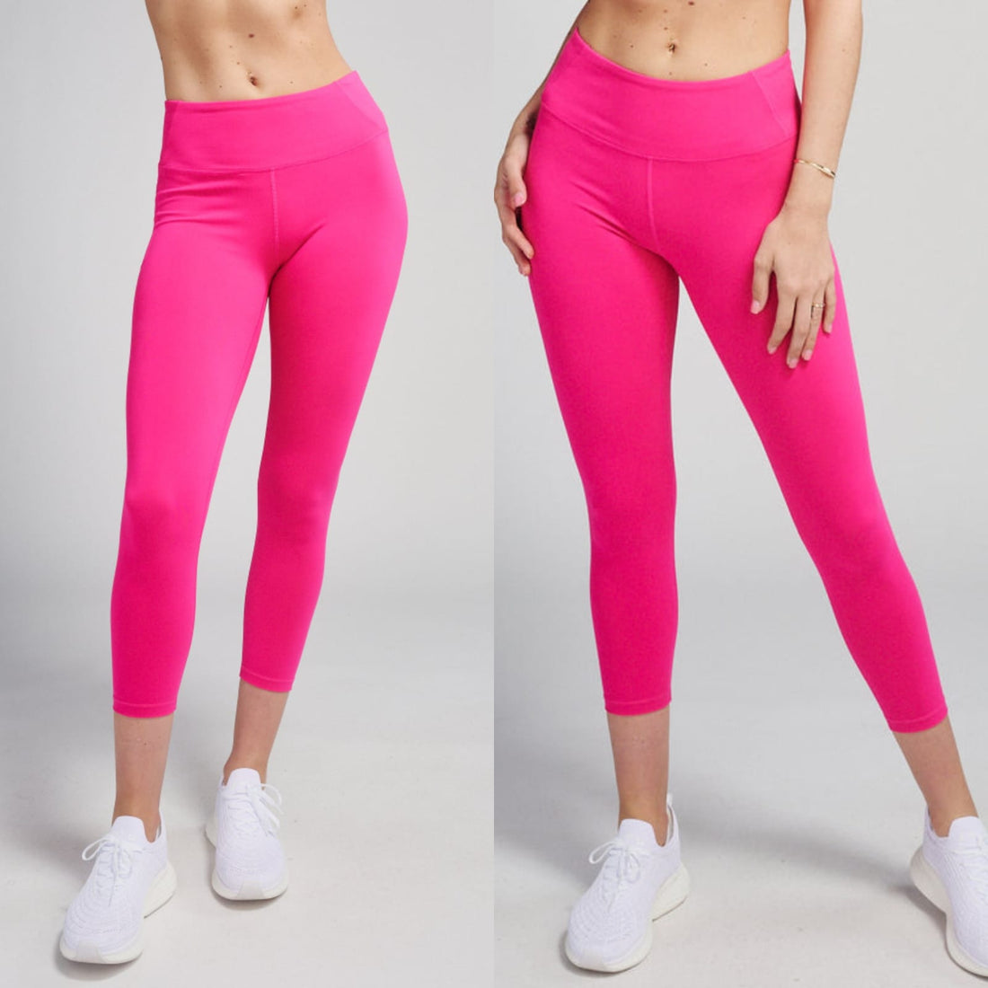 Ladies High-Waist Pink Capri Leggings